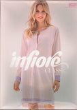 CAMICIA DA NOTTE DONNA COTONE APERTA PIZZO POLSINI INFIORE ART. 632411