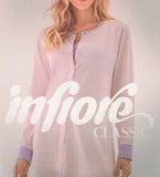 CAMICIA DA NOTTE DONNA COTONE APERTA PIZZO POLSINI INFIORE ART. 632411