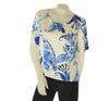 BLUSA DONNA MANICA CORTA EFFETTO SETA LEGGERA FANTASIA  GABRIELLA LUXURY ART. 49 CIELOT-ONICE858