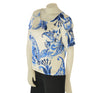 BLUSA DONNA MANICA CORTA EFFETTO SETA LEGGERA FANTASIA  GABRIELLA LUXURY ART. 49 CIELOT-ONICE858