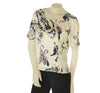 BLUSA DONNA MANICA CORTA EFFETTO SETA LEGGERA FANTASIA  GABRIELLA LUXURY ART. 49 CIELOT-ONICE858