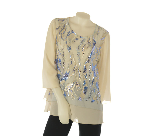 BLUSA DONNA  RICAMI LEGGERA ELEGANTE GABRIELLA LUXURY ART.49PUEBLA-SOGNO