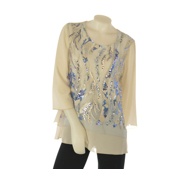 BLUSA DONNA  RICAMI LEGGERA ELEGANTE GABRIELLA LUXURY ART.49PUEBLA-SOGNO