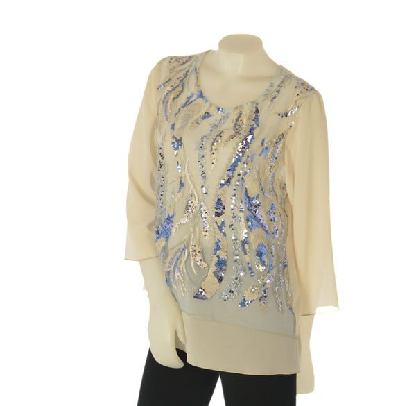 BLUSA DONNA  RICAMI LEGGERA ELEGANTE GABRIELLA LUXURY ART.49PUEBLA-SOGNO