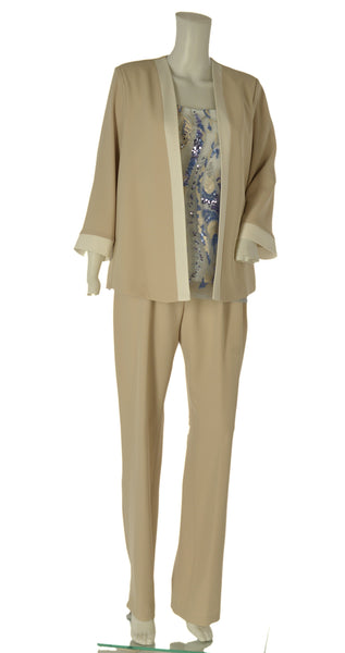 COMPLETO TRE PEZZI DONNA TAGLIE OVER  GIACCA BLUSA PANTALONE ELEGANTE GABRIELLA ART. 49 DESIA LUX43