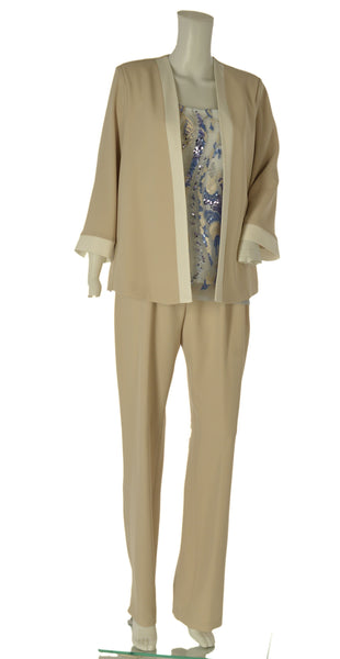 COMPLETO TRE PEZZI DONNA TAGLIE OVER  GIACCA BLUSA PANTALONE ELEGANTE GABRIELLA ART. 49 DESIA LUX43