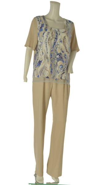 COMPLETO TRE PEZZI DONNA TAGLIE OVER  GIACCA BLUSA PANTALONE ELEGANTE GABRIELLA ART. 49 DESIA LUX43