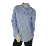 CAMICIA DONNA MYASTREET MANICHE LUNGHE A RIGHE SFONDO PIEGA SPILLA  ART. MA2505-90