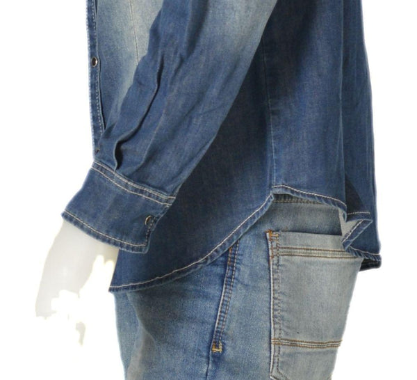 CAMICIA UOMO JEANS BOTTONI TASCHE POLSINI STONDATA MARCA DATCH ART. DM3282