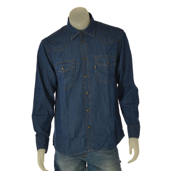 CAMICIA UOMO RAGAZZO JEANS BOTTONI TASCHE MARCA SEA BARRIER ART. NEW-PECOS-ML-31