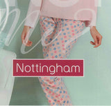 PIGIAMA DONNA RAGAZZA PURO COTONE SERAFINO PANTALONE CUORI MARCA NOTTINGHAM ART.37063