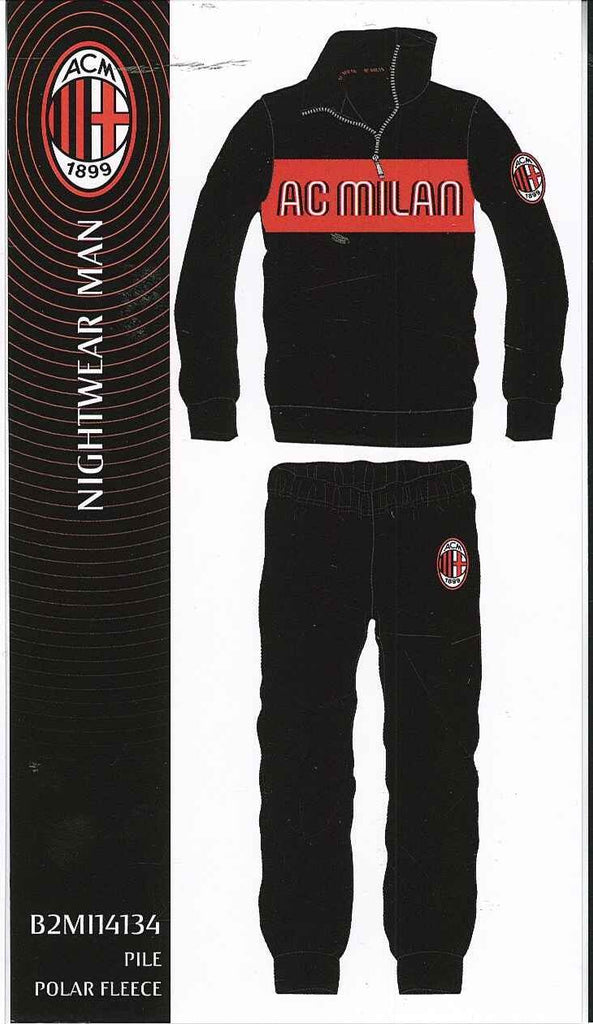 PIGIAMA TUTA TEMPO LIBERO UOMO RAGAZZO PILE CALDO ZIP SQUADRA MILAN AR –  Abba MODA