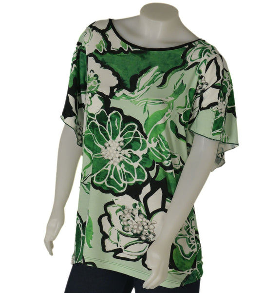 T-SHIRT DONNA MEZZA MANICA GIROCOLLO FLOREALE MARCA SILCO GAIA ART.105
