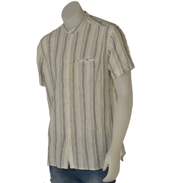 CAMICIA UOMO MEZZA MANICA COREANA BOTTONI TASCHINO RIGATA SPACCHETTI MARCA LOSAN ART. 311-3001AL