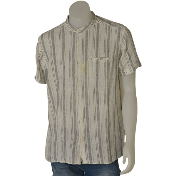 CAMICIA UOMO MEZZA MANICA COREANA BOTTONI TASCHINO RIGATA SPACCHETTI MARCA LOSAN ART. 311-3001AL